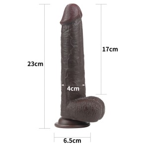 Sliding Skin Dual Layer 9 Inch Brown Dong with Flexible Skin