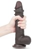 Sliding Skin Dual Layer 9 Inch Brown Dong with Flexible Skin