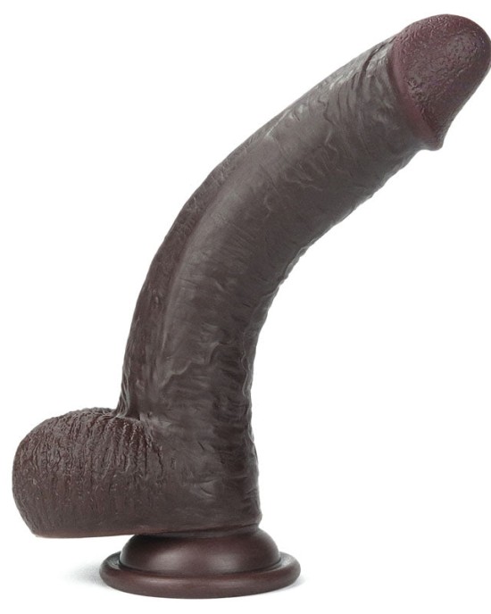 Sliding Skin Dual Layer 9 Inch Brown Dong with Flexible Skin