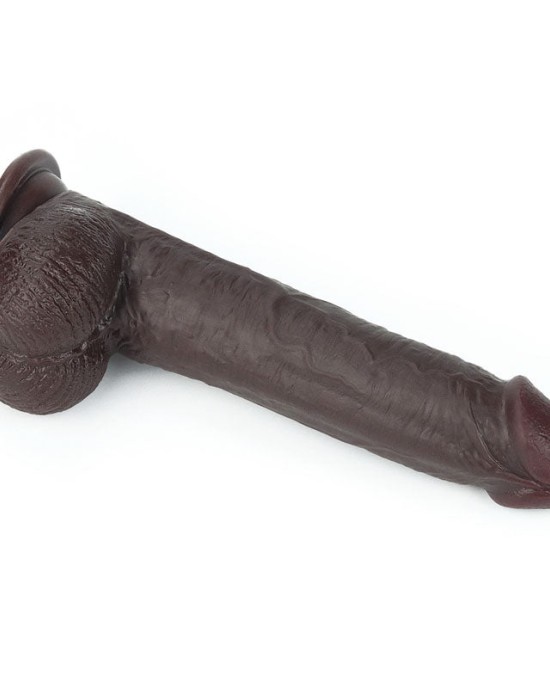 Sliding Skin Dual Layer 9 Inch Brown Dong with Flexible Skin