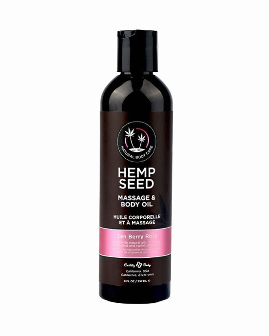 Hemp Seed Massage & Body Oil - Zen Berry Rose Scented - 237ml