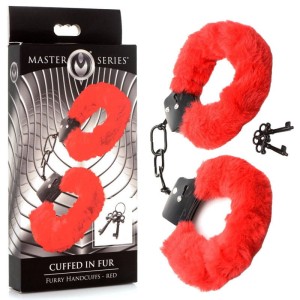 Master Series Cuffed in Fur Red Handcuffs