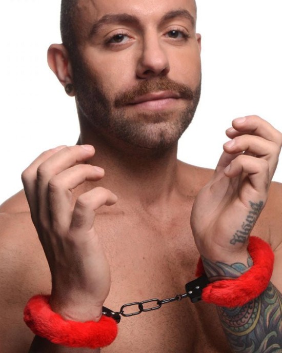 Master Series Cuffed in Fur Red Handcuffs