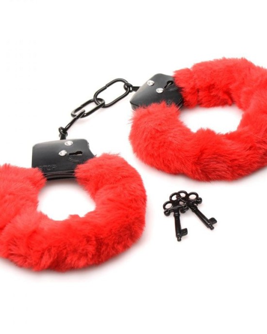 Master Series Cuffed in Fur Red Handcuffs