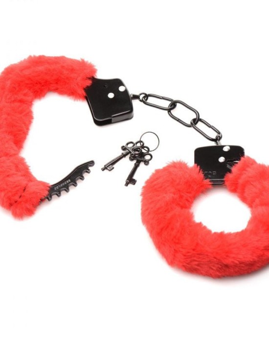 Master Series Cuffed in Fur Red Handcuffs