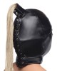 Strict Blonde Ponytail Bondage Hood - Black