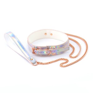 Cosmo Bondage Collar & Leash - Holographic