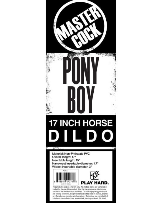 Master Cock Pony Boy 17 Inch Horse Dong - Black