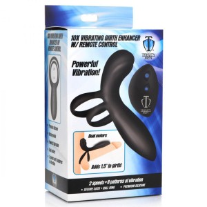 Trinity Vibrating Girth Enhancer Penis Sleeve with Remote - Black