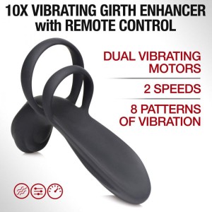 Trinity Vibrating Girth Enhancer Penis Sleeve with Remote - Black