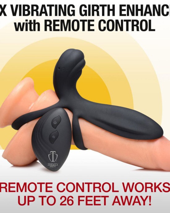 Trinity Vibrating Girth Enhancer Penis Sleeve with Remote - Black