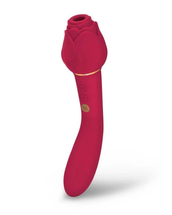 Secret Kisses Rosegasm Twosome - Air Pulsation Stimulator & Vibrator - Red