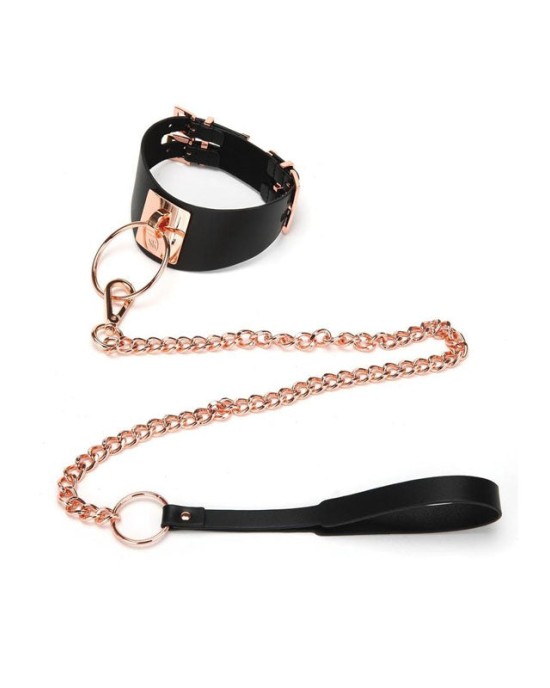 Secret Kisses Collar and Leash with Rose Gold Chain