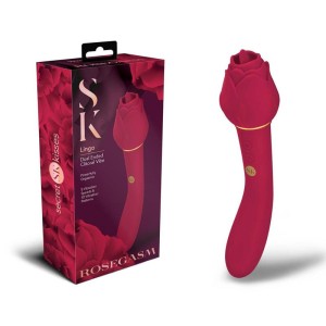 Secret Kisses Rosegasm Lingo - Dual Vibrator & Flickering Stimulator - Red