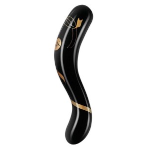 Secret Kisses 7 Inch Handblown Double Ended Dildo - Black