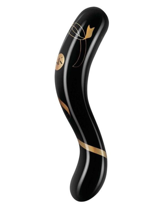 Secret Kisses 7 Inch Handblown Double Ended Dildo - Black