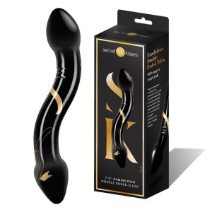 Secret Kisses 7.5 Inch Handblown Double Ended Dildo - Black