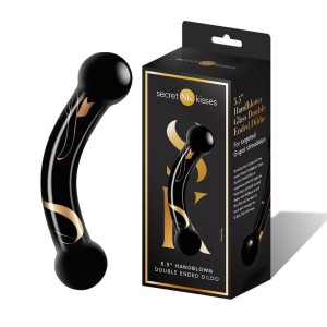 Secret Kisses 5.5 Inch Handblown Double Ended Dildo - Black