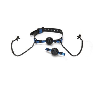 WhipSmart Diamond Ball Gag & Nipple Clips - Blue