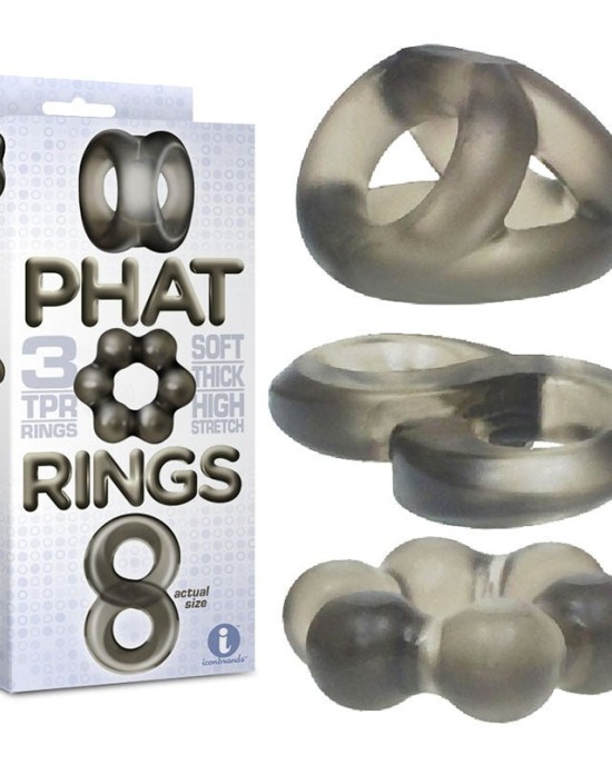 The 9's Phat Rings - Smoke - Set of 3