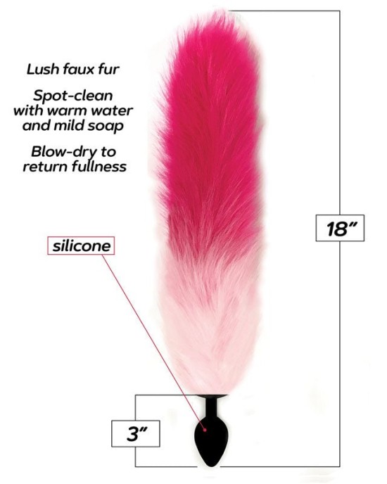 Foxy Fox Tail 18 Inch Butt Plug Tail - Pink Gradient