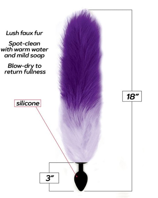 Foxy Fox Tail 18 Inch Butt Plug Tail - Purple Gradient