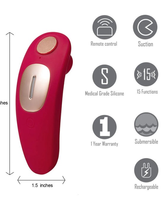 Maia Remi Panty Vibe with Suction & Remote Control - Red