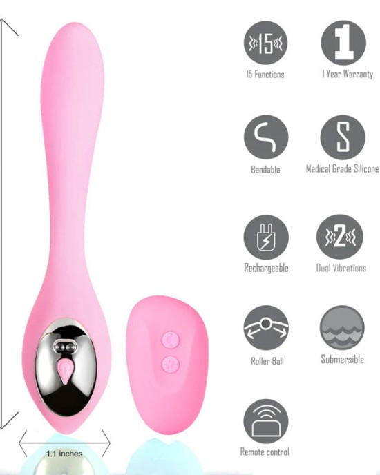 Maia Harmonie Bendable Vibrator with Wireless Remote - Pink