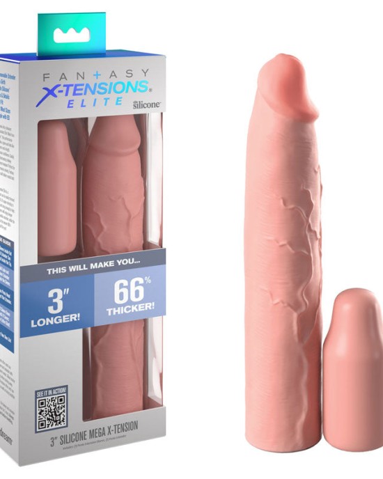 Fantasy X-Tensions Elite 3 Inch Silicone Mega Extension - Flesh