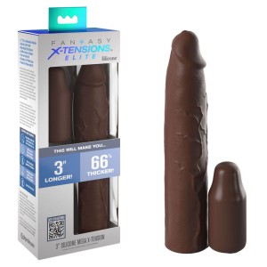 Fantasy X-Tensions Elite 3 Inch Silicone Mega Extension - Brown