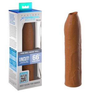 Fantasy X-Tensions Elite Uncut Silicone 7 Inch Penis Enhancer - Tan