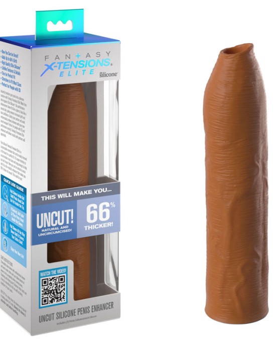 Fantasy X-Tensions Elite Uncut Silicone 7 Inch Penis Enhancer - Tan