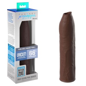 Fantasy X-Tensions Elite 7 Inch Uncut Silicone Penis Enhancer - Brown