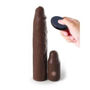 Fantasy X-Tensions Elite 3 Inch Vibrating Mega X-tension with Remote - Brown