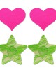 Glow Fashion Pasties Set - Neon Green & Solid Pink-1