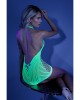 Glow Shock Value Net Halter Dress with Open Back - Green - OS