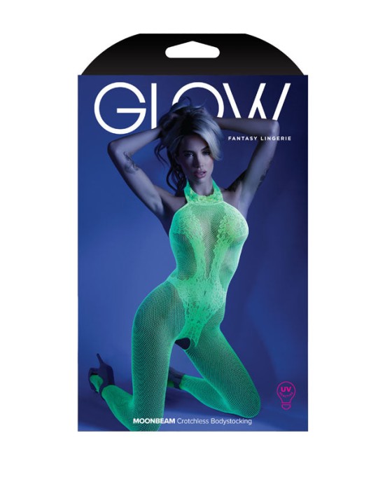 Glow Moonbeam Crotchless Bodystocking - Green - OS