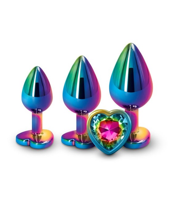 Rear Assets Multi-Colour Heart Butt Plugs Trainer Kit - Set of 3