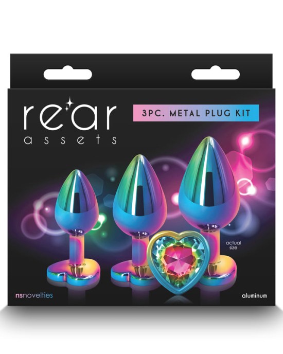 Rear Assets Multi-Colour Heart Butt Plugs Trainer Kit - Set of 3