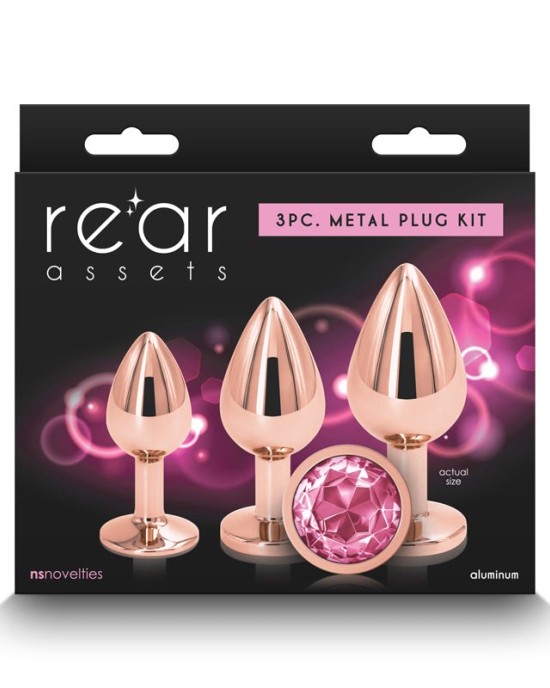 Rear Assets Rose Gold Round Pink Gem Trainer Kit - Set of 3