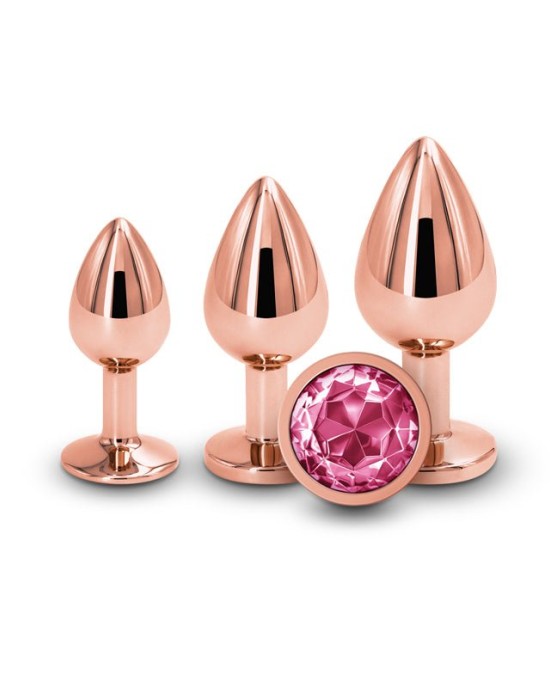 Rear Assets Rose Gold Round Pink Gem Trainer Kit - Set of 3