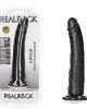 RealRock Realistic 8 Inch Slim Dildo with Suction Cup - Black