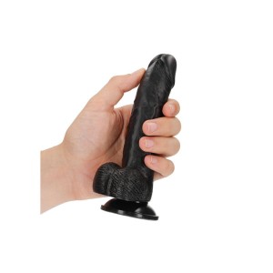 RealRock Realistic 6 Inch Curved Dong with Balls - Black