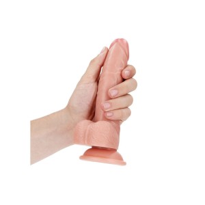 RealRock Realistic 7 Inch Curved Dong with Balls - Flesh