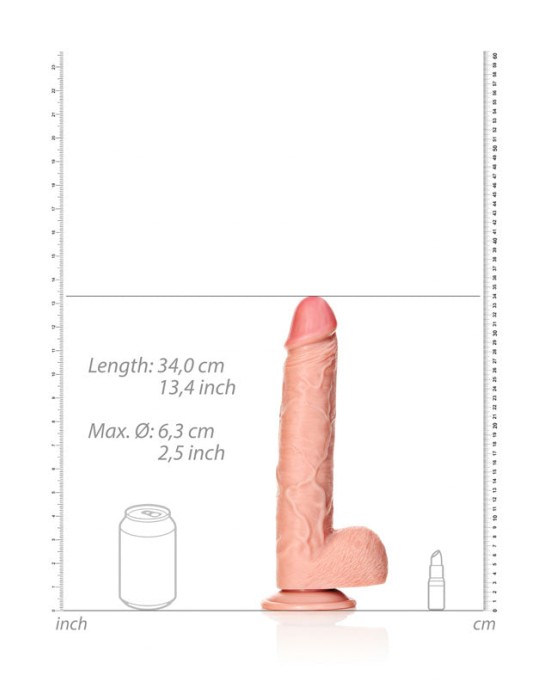 RealRock 12 Inch Straight Realistic Dildo with Balls - Flesh