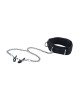 OUCH! Black & White Velcro Collar with Nipple Clamps - Black