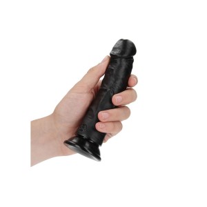 RealRock Realistic 6 Inch Curved Dildo with Suction Cup - Black