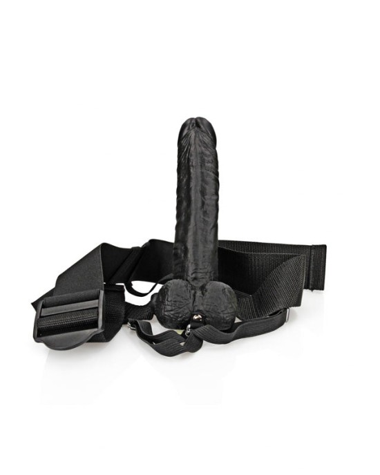 RealRock 7 Inch Hollow Strap-On with Balls - Black