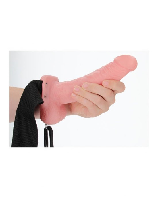 RealRock 7 Inch Hollow Strap-On with Balls - Flesh