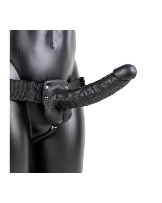 RealRock 9 Inch Hollow Strap- On with Balls - Black